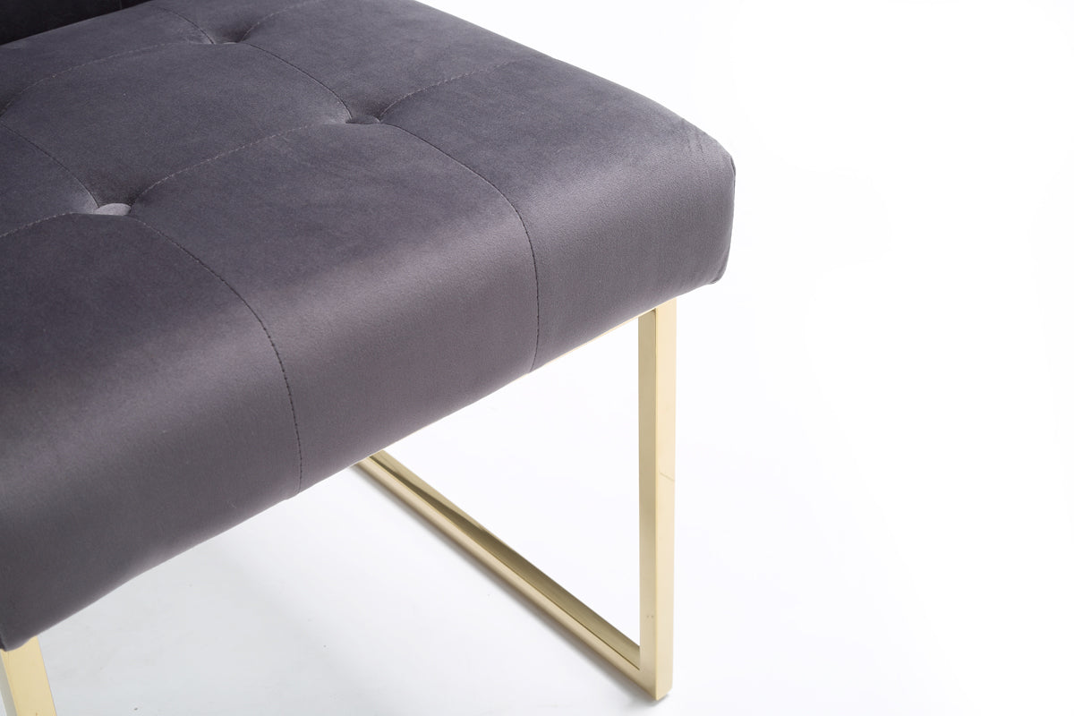 Legend Modern Grey Fabric & Gold Dining Chair (Set of 2) - image 2