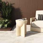 Elsa - Modern Beige Concrete Round End Table