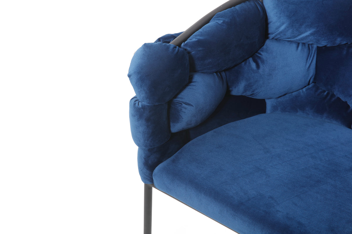 Debra Modern Blue Fabric Dining Chair - image 2