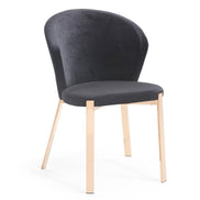 Nadia Modern Black Velvet & Rosegold Dining Chair (Set of 2) - image 2