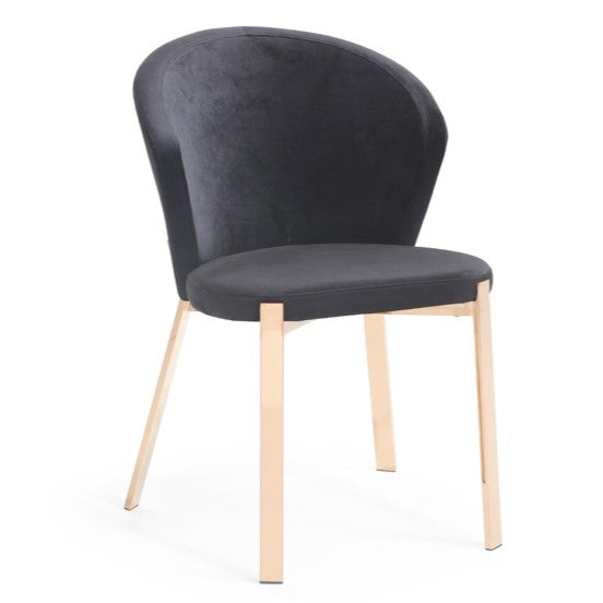 Nadia Modern Black Velvet & Rosegold Dining Chair (Set of 2) - image 2