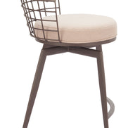 Saku Swivel Counter Stool Beige & Brown
