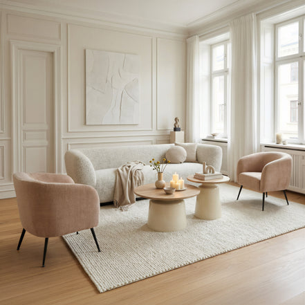 Lireen Coffee Table Set (2-Piece) Natural & Ivory