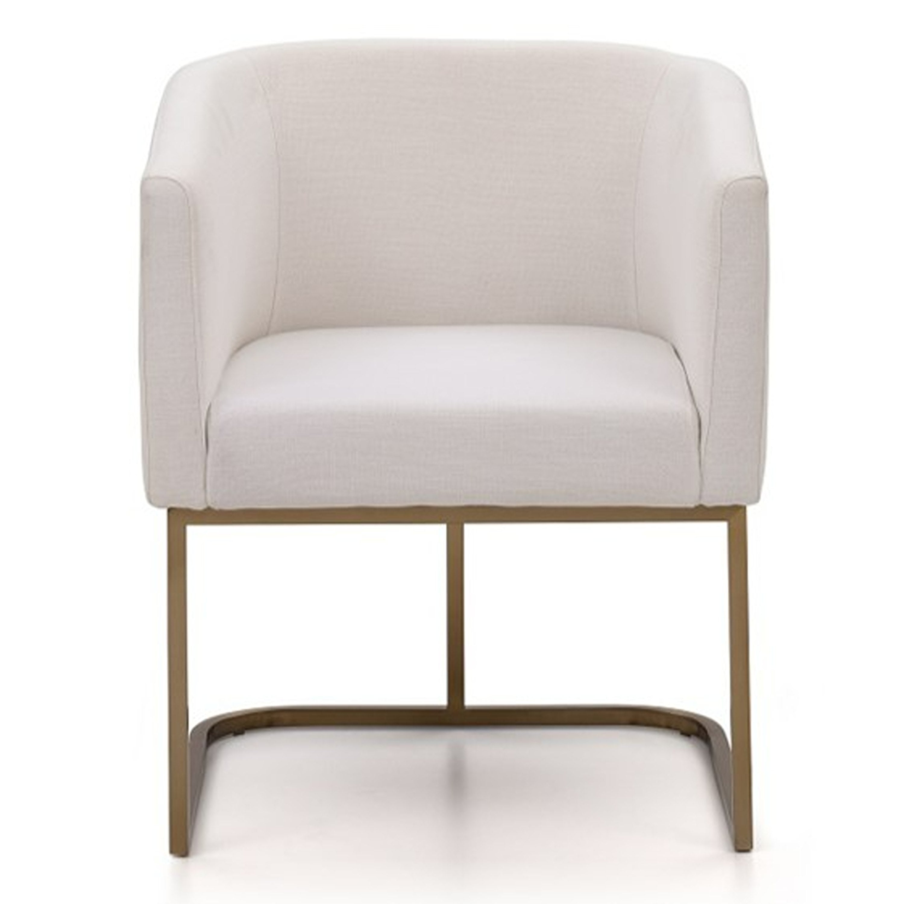 Yukon Modern White Fabric and Antique Brass Dining Chair - image 3
