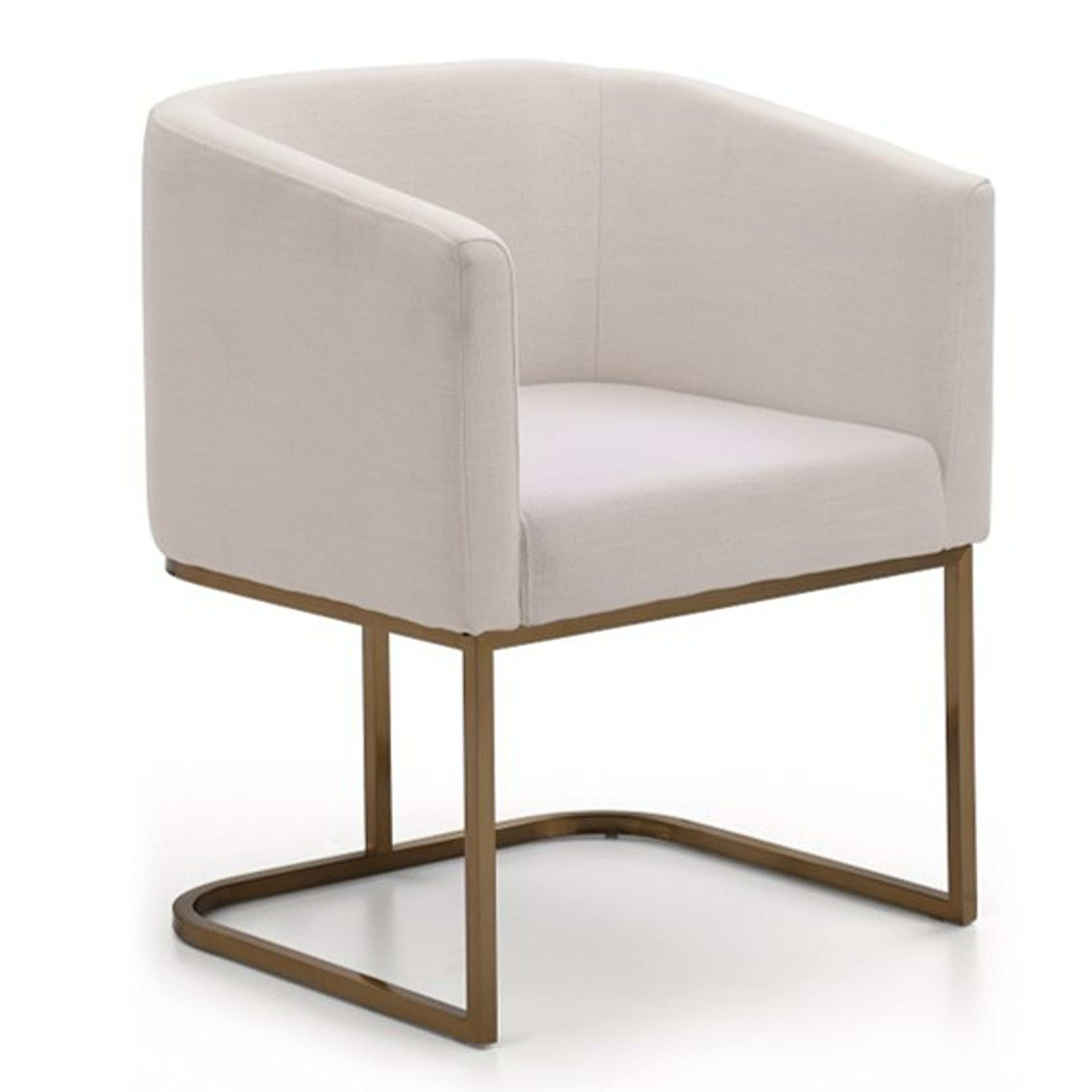 Yukon Modern White Fabric and Antique Brass Dining Chair - image 2