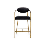 Baird - Modern Grey Velvet + Brass Counter Chair