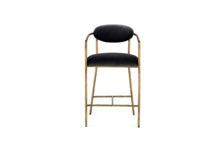 Baird - Modern Grey Velvet + Brass Counter Chair