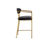 Baird - Modern Grey Velvet + Brass Counter Chair - image 2
