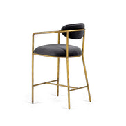 Baird - Modern Grey Velvet + Brass Counter Chair - image 3