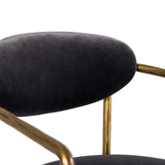 Baird - Modern Grey Velvet + Brass Counter Chair - image 4