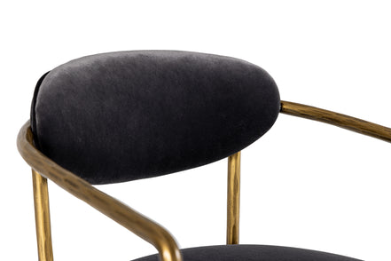 Baird - Modern Grey Velvet + Brass Counter Chair - image 4