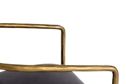 Baird - Modern Grey Velvet + Brass Counter Chair - image 5