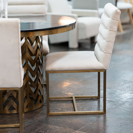 Barker - Modern Beige & Brush Gold Dining Chair (Set of 2) - image 5