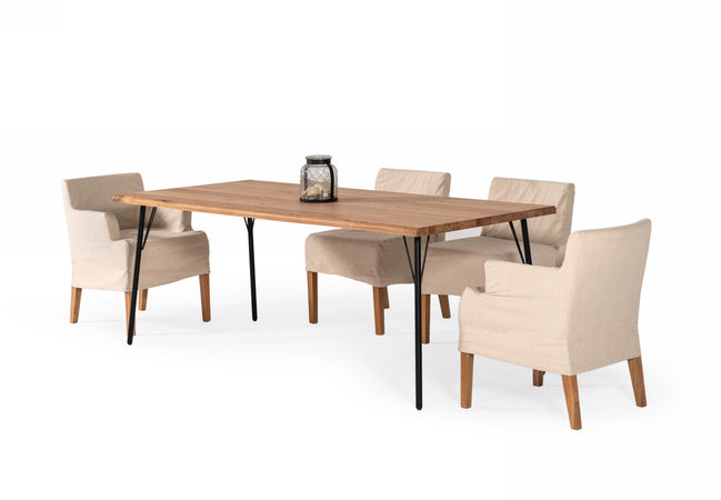 Barnum - Industrial Oak and Black Iron Live Edge Dining Table