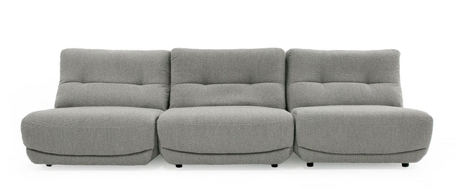 Basil - Modern Grey Fabric Large Sofa With 3 Electric Recliners