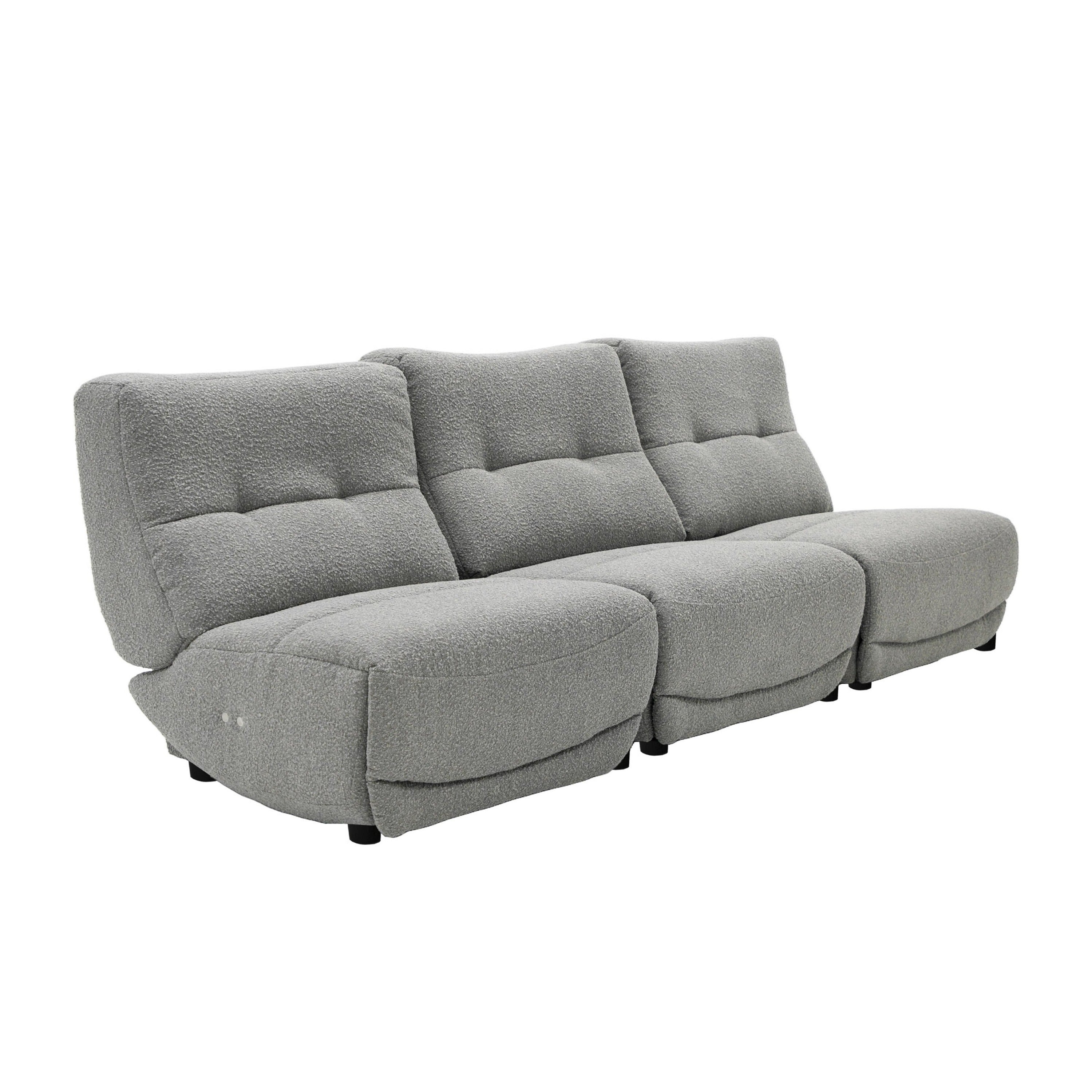 Basil - Modern Grey Fabric Small Sofa With 3 Electric Recliners - image 3