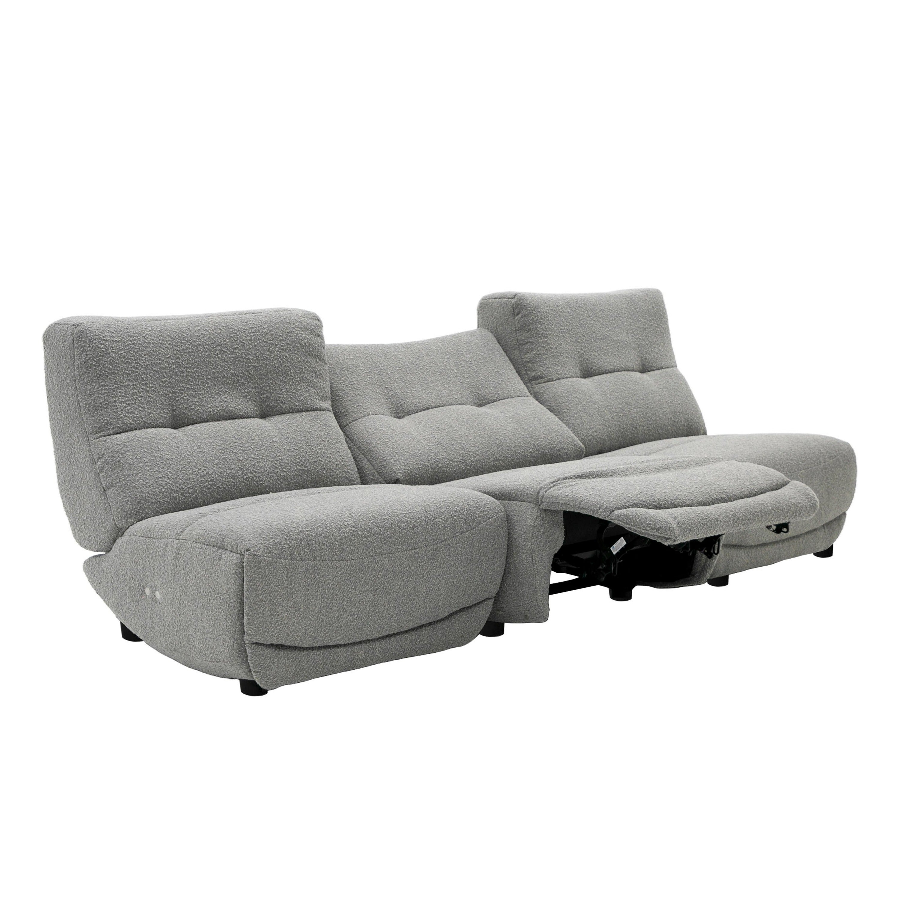 Basil - Modern Grey Fabric Small Sofa With 3 Electric Recliners - image 4