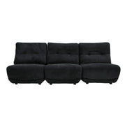 Basil - Modern Black Fabric Small Sofa With 3 Electric Recliners - image 2