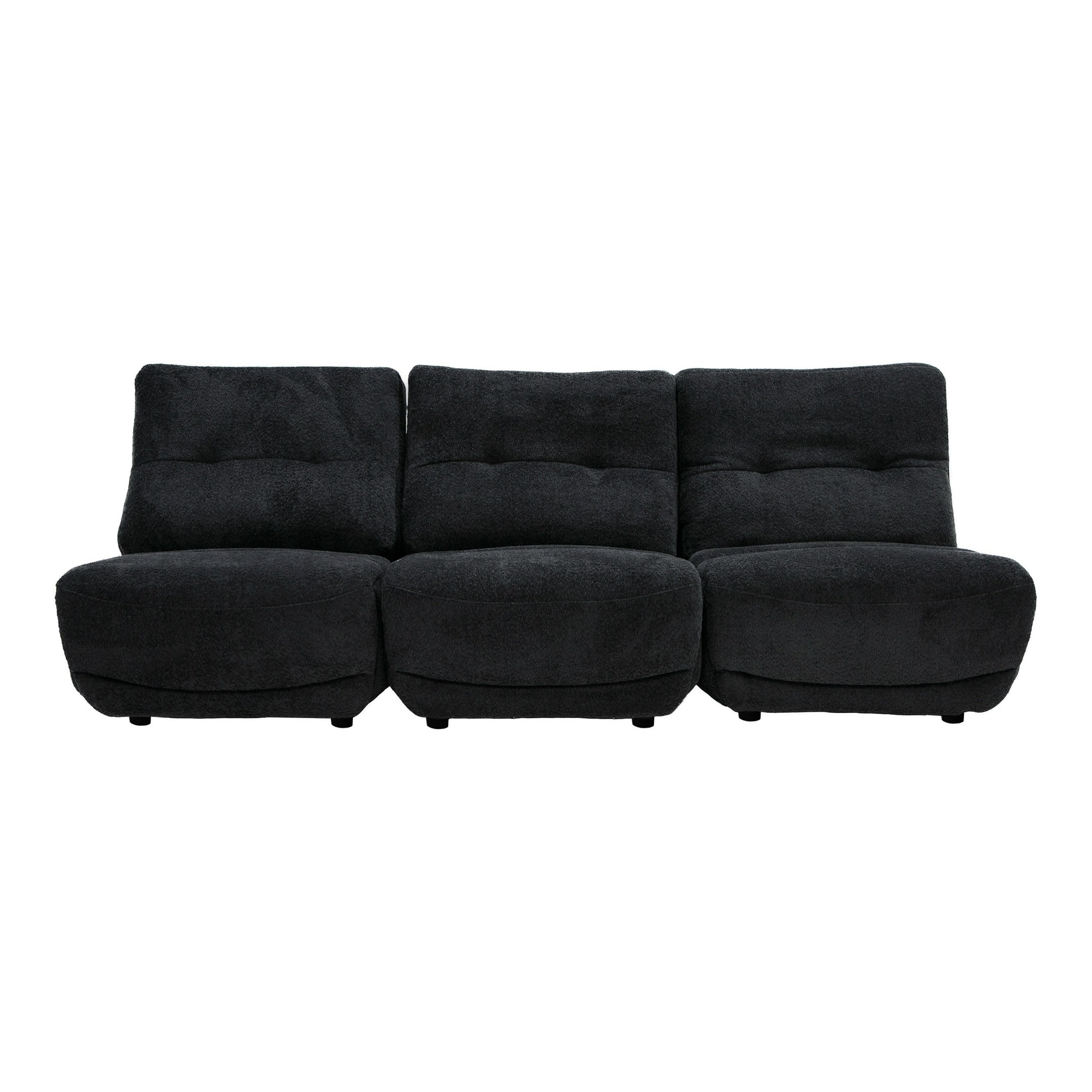 Basil - Modern Black Fabric Small Sofa With 3 Electric Recliners - image 2