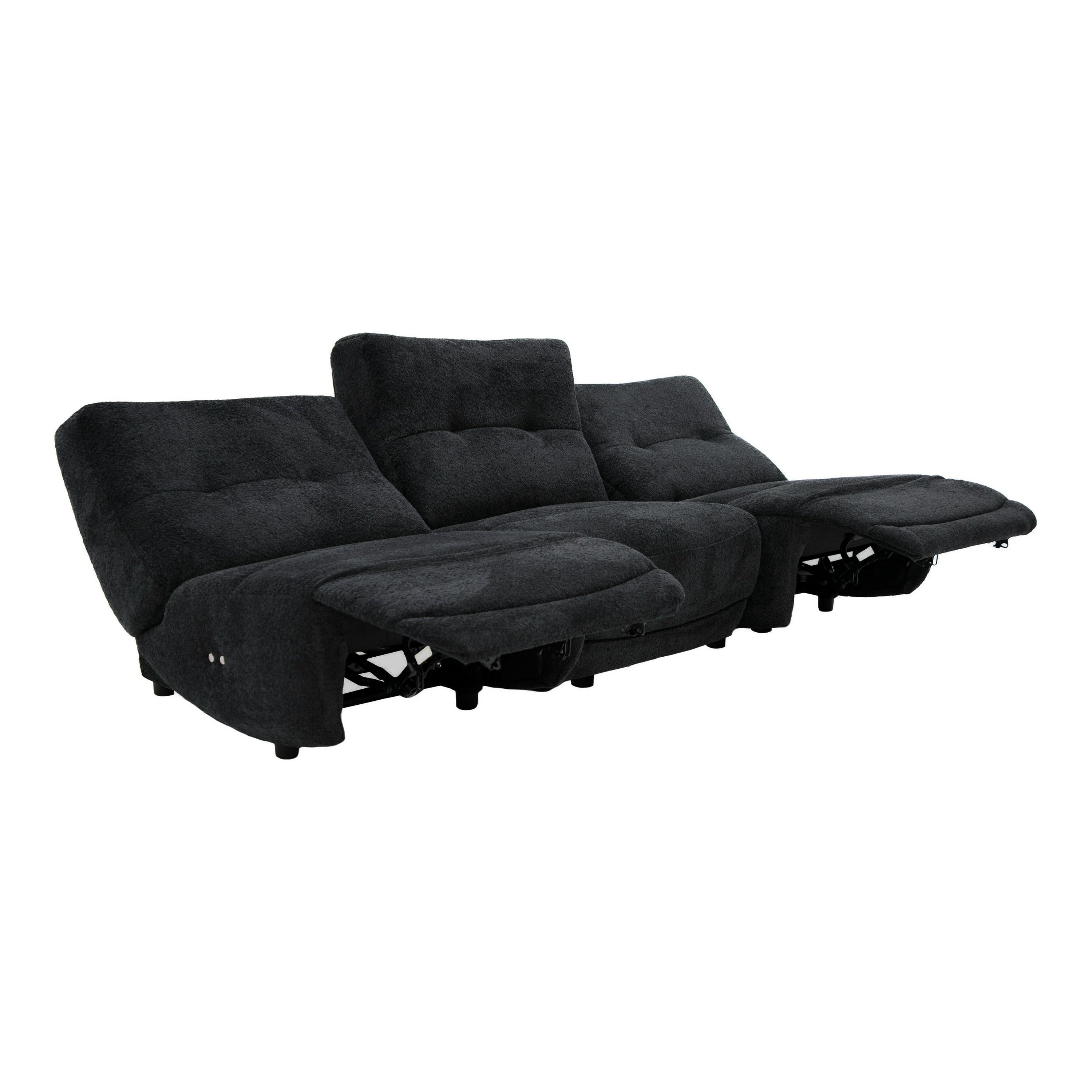 Basil - Modern Black Fabric Small Sofa With 3 Electric Recliners - image 3