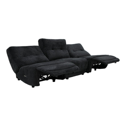 Basil - Modern Black Fabric Small Sofa With 3 Electric Recliners - image 3