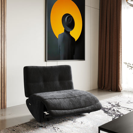 Basil - Modern Black Fabric Small Electric Recliner Chair - image 2
