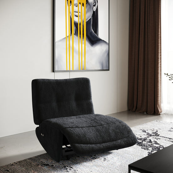 Basil - Modern Black Fabric Small Sofa With 3 Electric Recliners