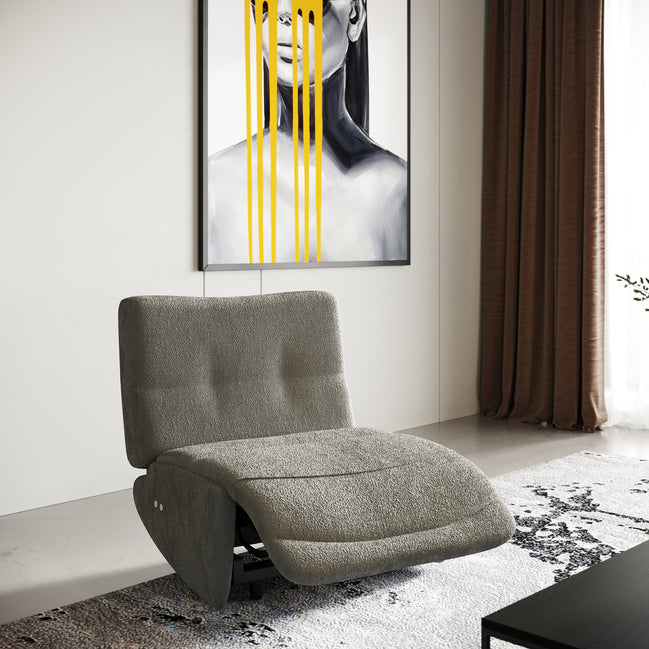 Basil - Modern Grey Fabric Small Sofa With 3 Electric Recliners