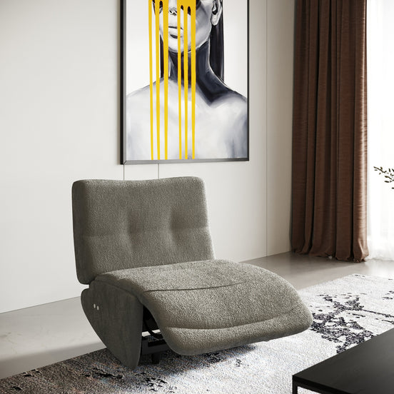 Basil - Modern Grey Fabric Small Sofa With 3 Electric Recliners