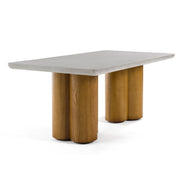 Bateman - Modern Faux Concrete + Walnut Dining Table - image 3