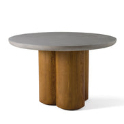 Bateman - Modern Faux Concrete + Walnut Round Dining Table - image 2