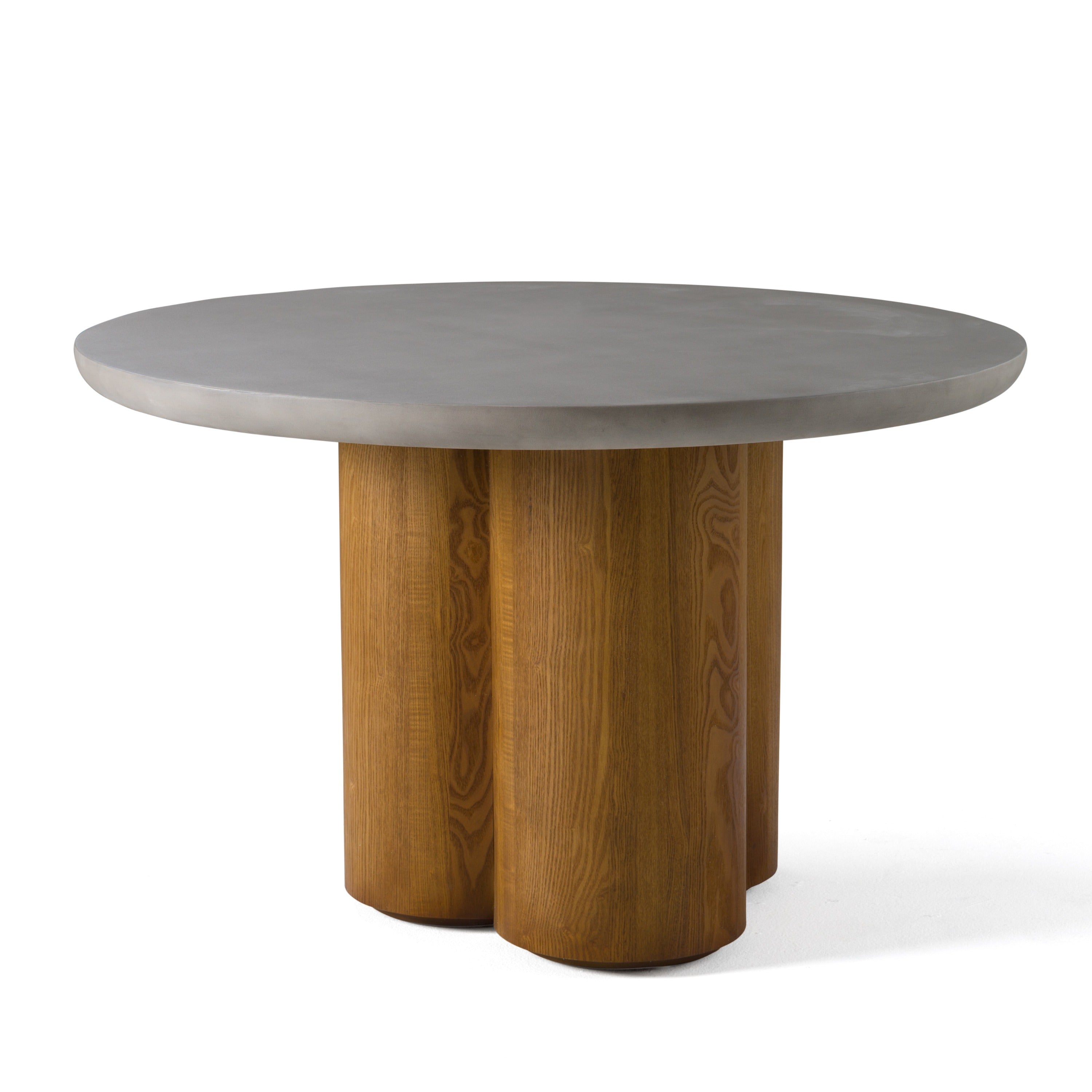 Bateman - Modern Faux Concrete + Walnut Round Dining Table - image 2