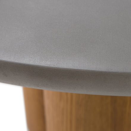 Bateman - Modern Faux Concrete + Walnut Round Dining Table - image 4