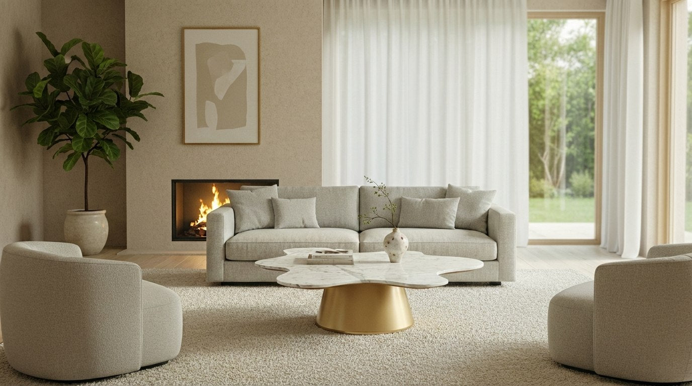 Gabbro Low - Glam White Marble and Gold Coffee Table - image 3