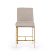 Beasley - Modern Beige Linen + Brass Counter Chair