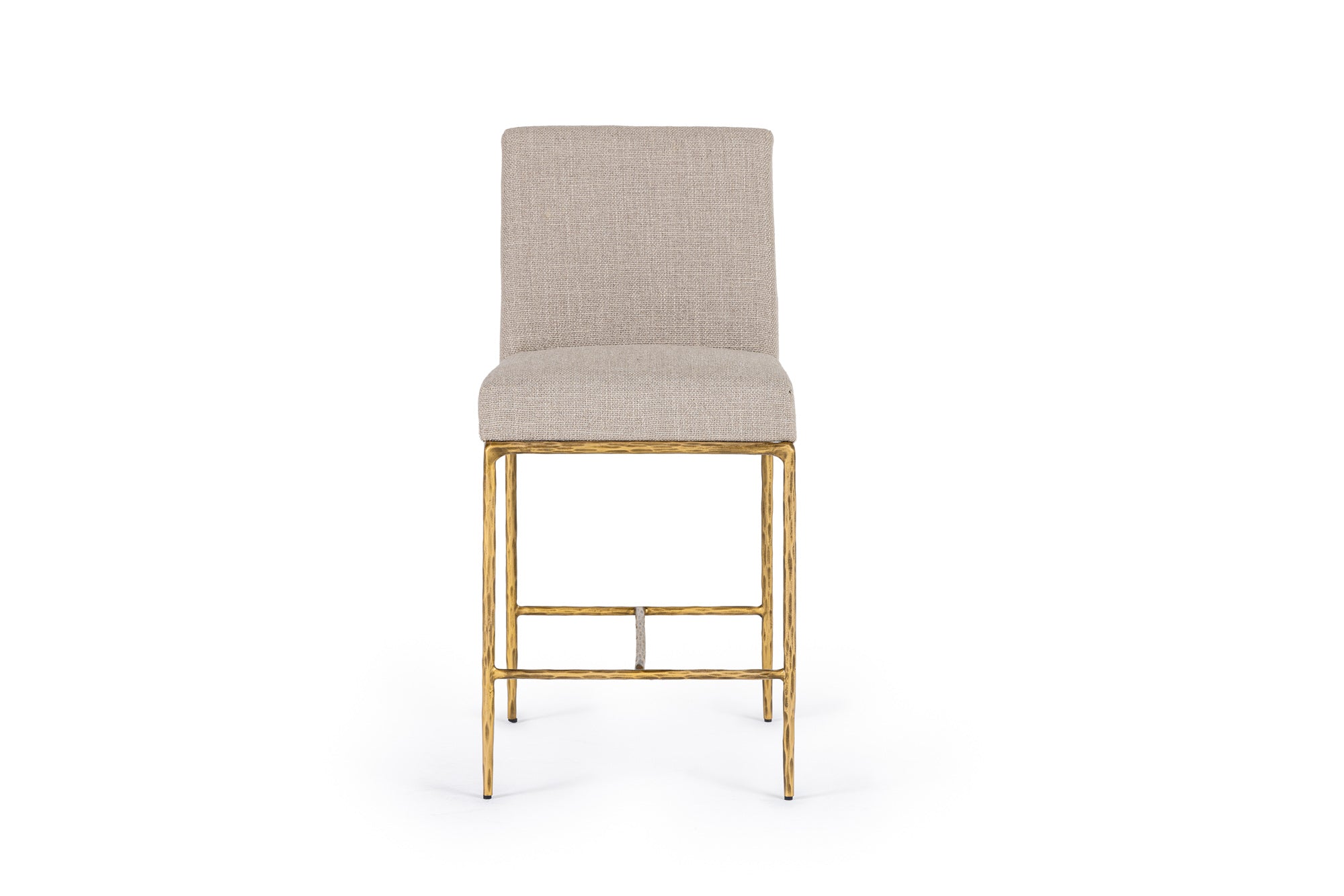 Beasley - Modern Beige Linen + Brass Counter Chair