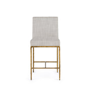 Beasley - Modern Off-White Linen + Brass Counter Chair