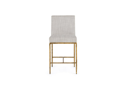 Beasley - Modern Off-White Linen + Brass Counter Chair