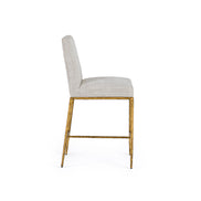 Beasley - Modern Off-White Linen + Brass Counter Chair - image 2