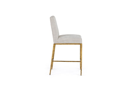 Beasley - Modern Off-White Linen + Brass Counter Chair - image 2