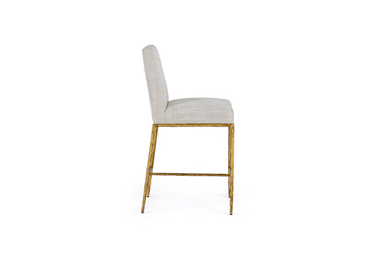 Beasley - Modern Off-White Linen + Brass Counter Chair - image 2