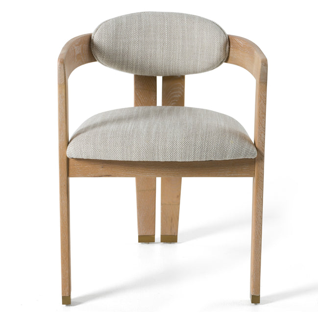 Belton - Modern Off-White Fabric + White Wash Oak Dining Chair