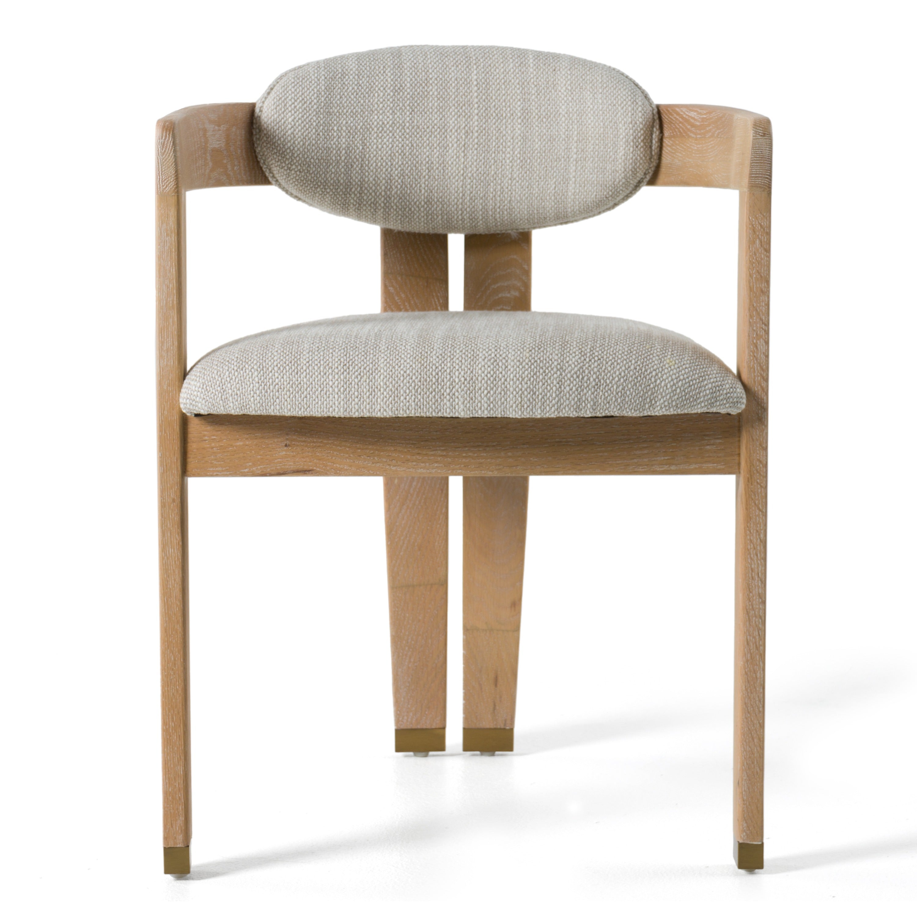 Belton - Modern Off-White Fabric + White Wash Oak Dining Chair - image 2