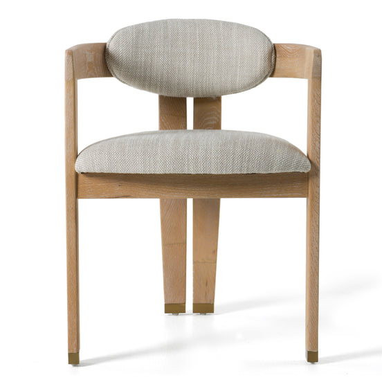 Belton - Modern Off-White Fabric + White Wash Oak Dining Chair - image 2