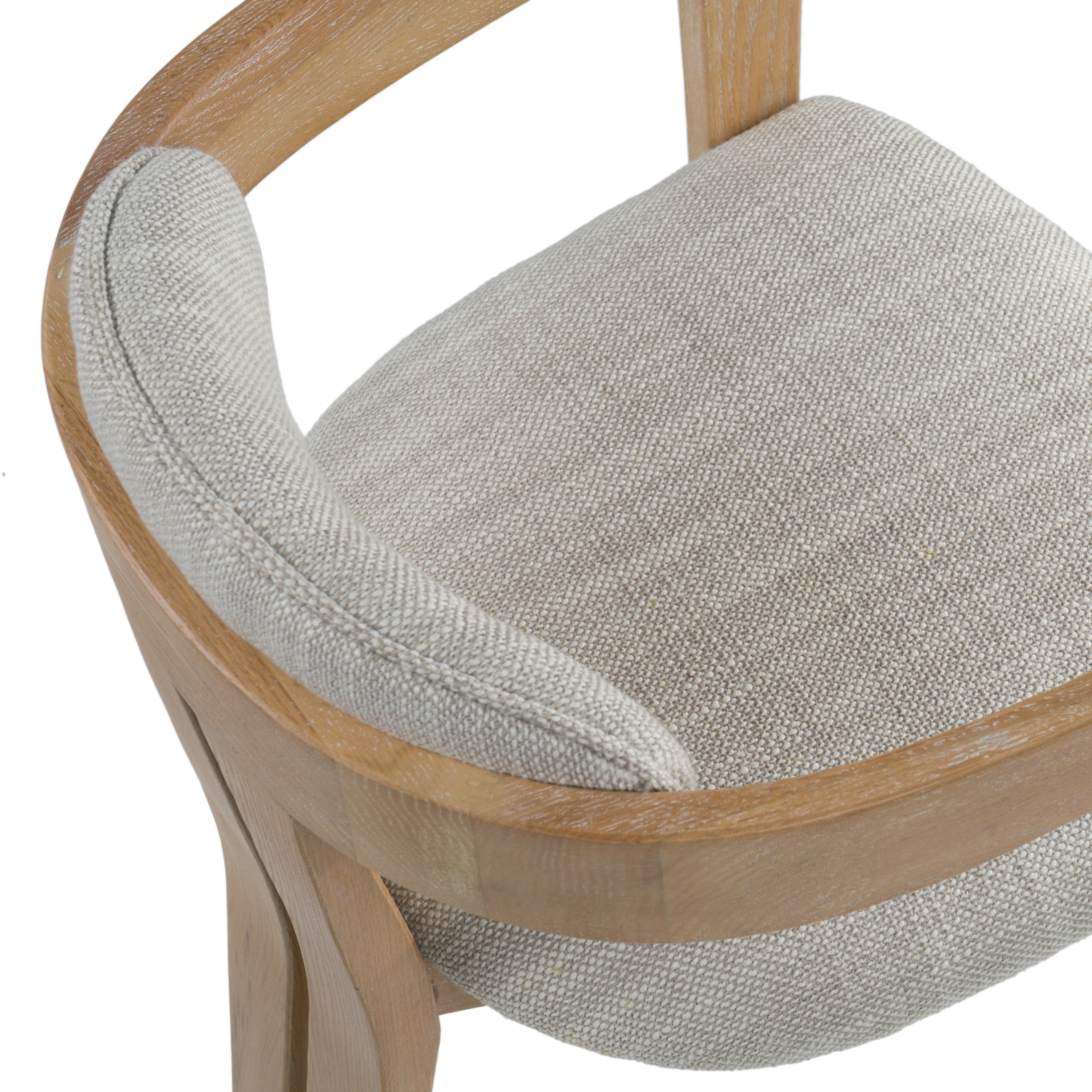 Belton - Modern Off-White Fabric + White Wash Oak Dining Chair - image 5