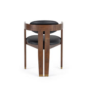 Belton - Modern Black Vegan Leather + Brown Oak Dining Chair - image 2