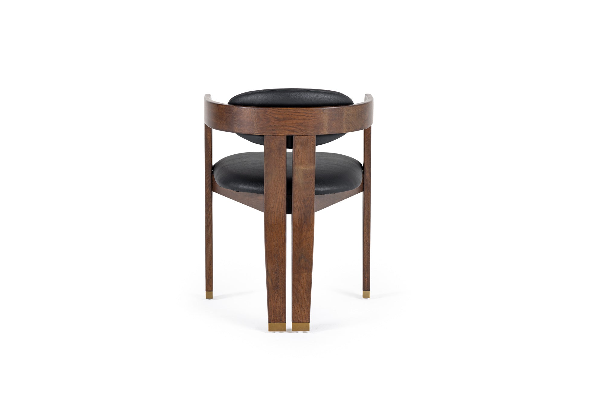 Belton - Modern Black Vegan Leather + Brown Oak Dining Chair - image 2