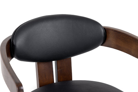 Belton - Modern Black Vegan Leather + Brown Oak Dining Chair - image 3