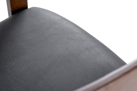 Belton - Modern Black Vegan Leather + Brown Oak Dining Chair - image 4