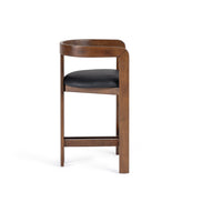 Belton - Modern Black Vegan Leather + Brown Oak Counter Chair - image 2